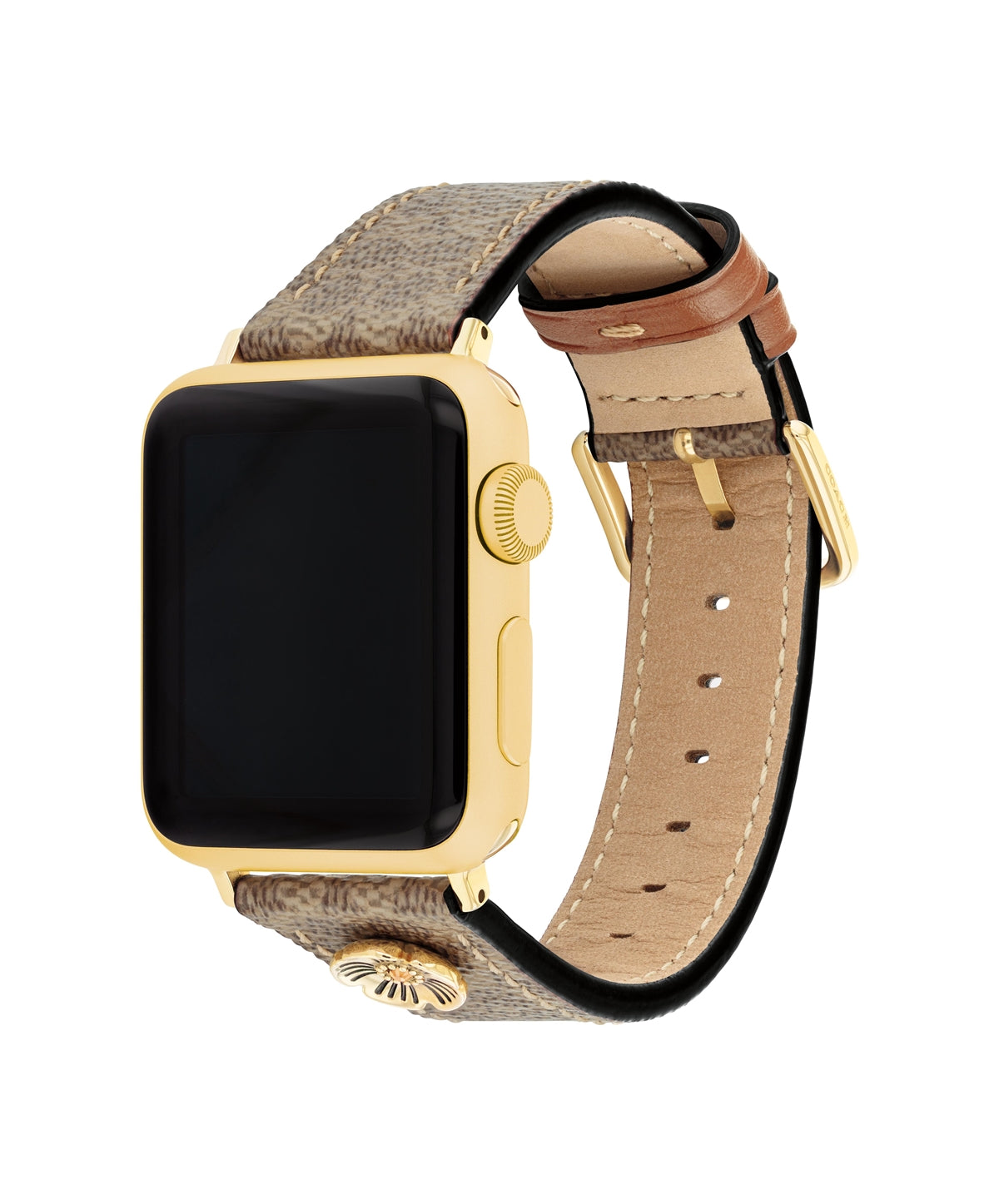 Coach Signature Brown Leather Tea Rose Apple Strap