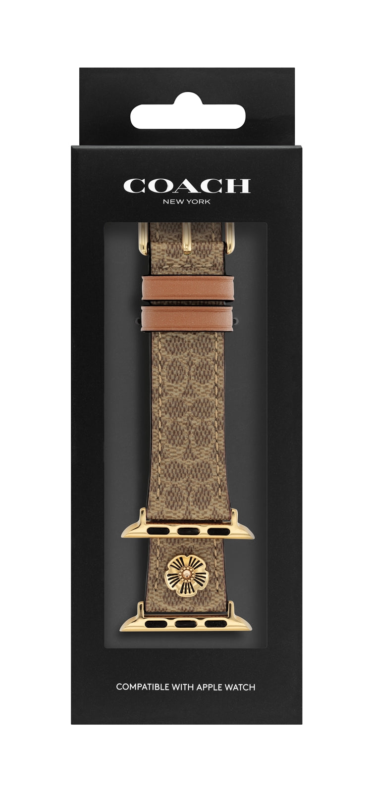 Coach Signature Brown Leather Tea Rose Apple Strap