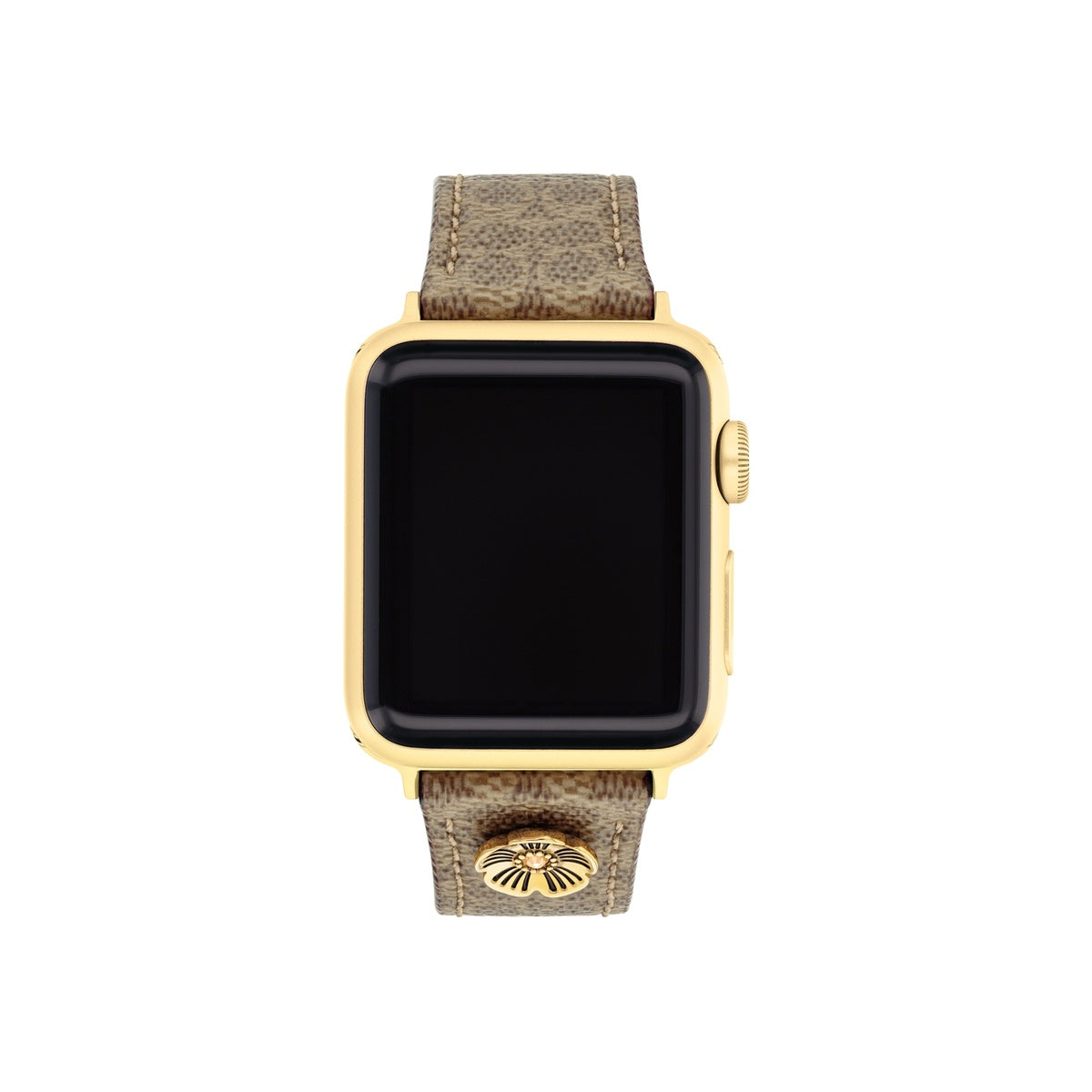 Coach Signature Brown Leather Tea Rose Apple Strap