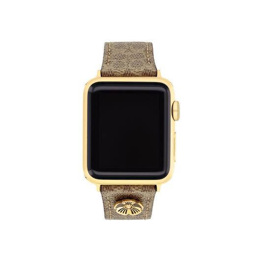 Coach Signature Brown Leather Tea Rose Apple Strap