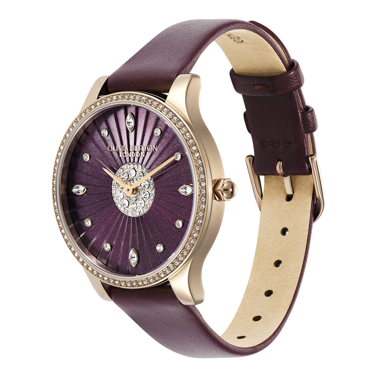 Olivia Burton Rose Gold Beaulieu Cherry Leather Watch