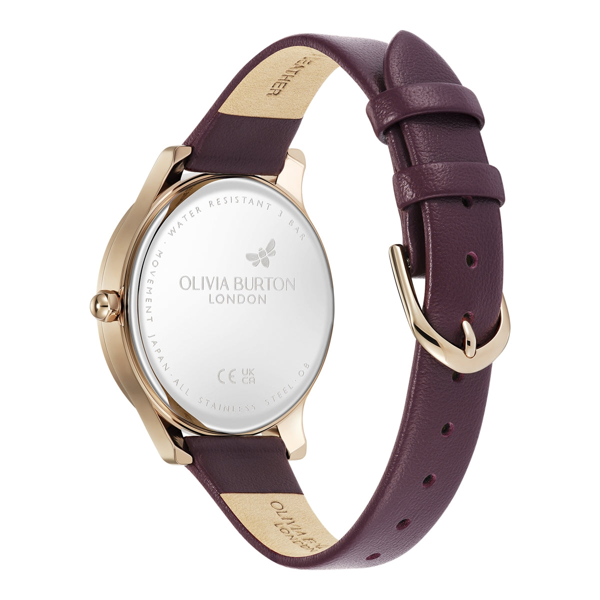 Olivia Burton Rose Gold Beaulieu Cherry Leather Watch