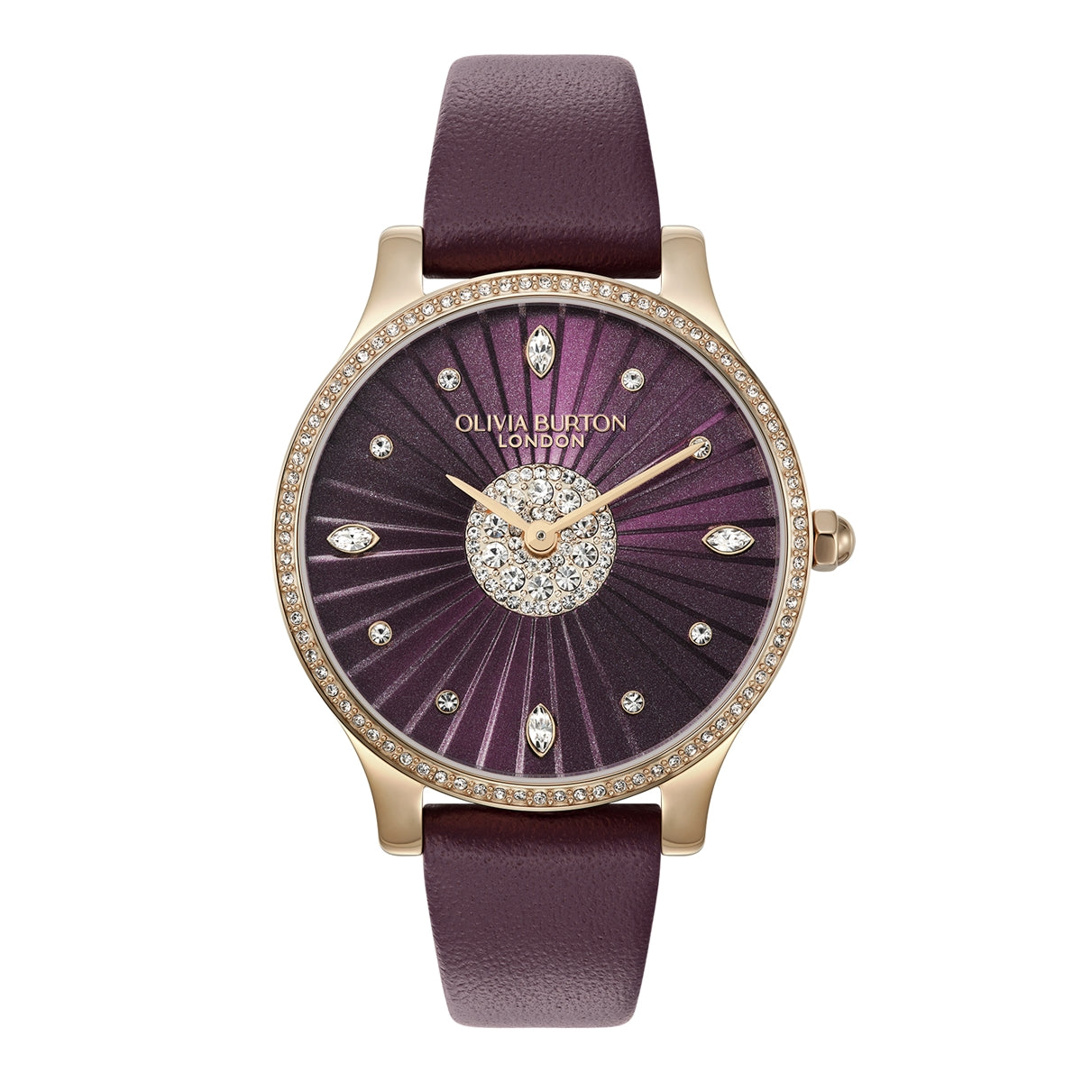 Olivia Burton Rose Gold Beaulieu Cherry Leather Watch