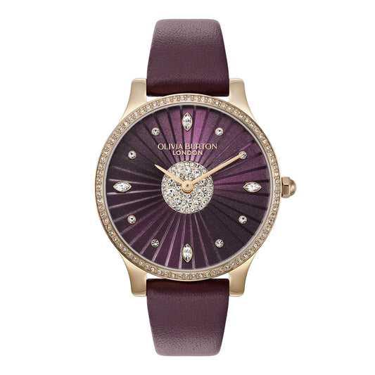Olivia Burton Rose Gold Beaulieu Cherry Leather Watch