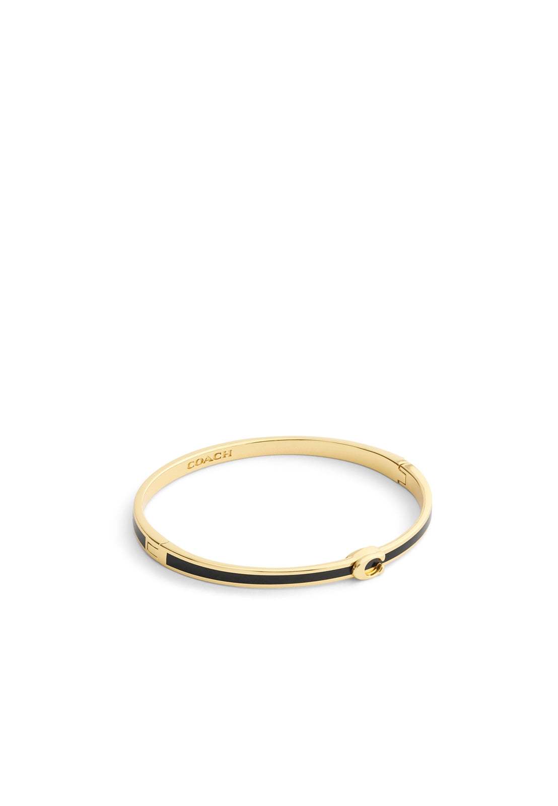 Coach Gold Boxed Black C Logo Bangle