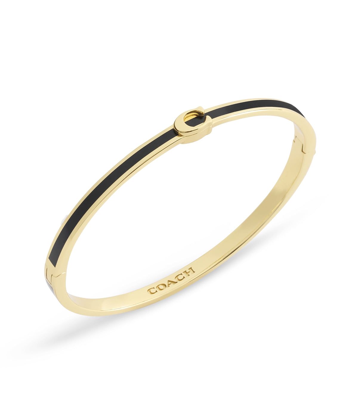 Coach Gold Boxed Black C Logo Bangle