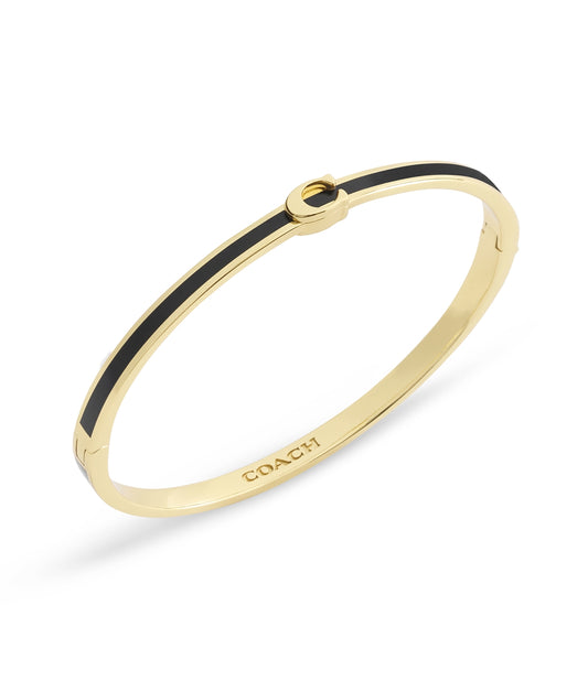 Coach Gold Boxed Black C Logo Bangle