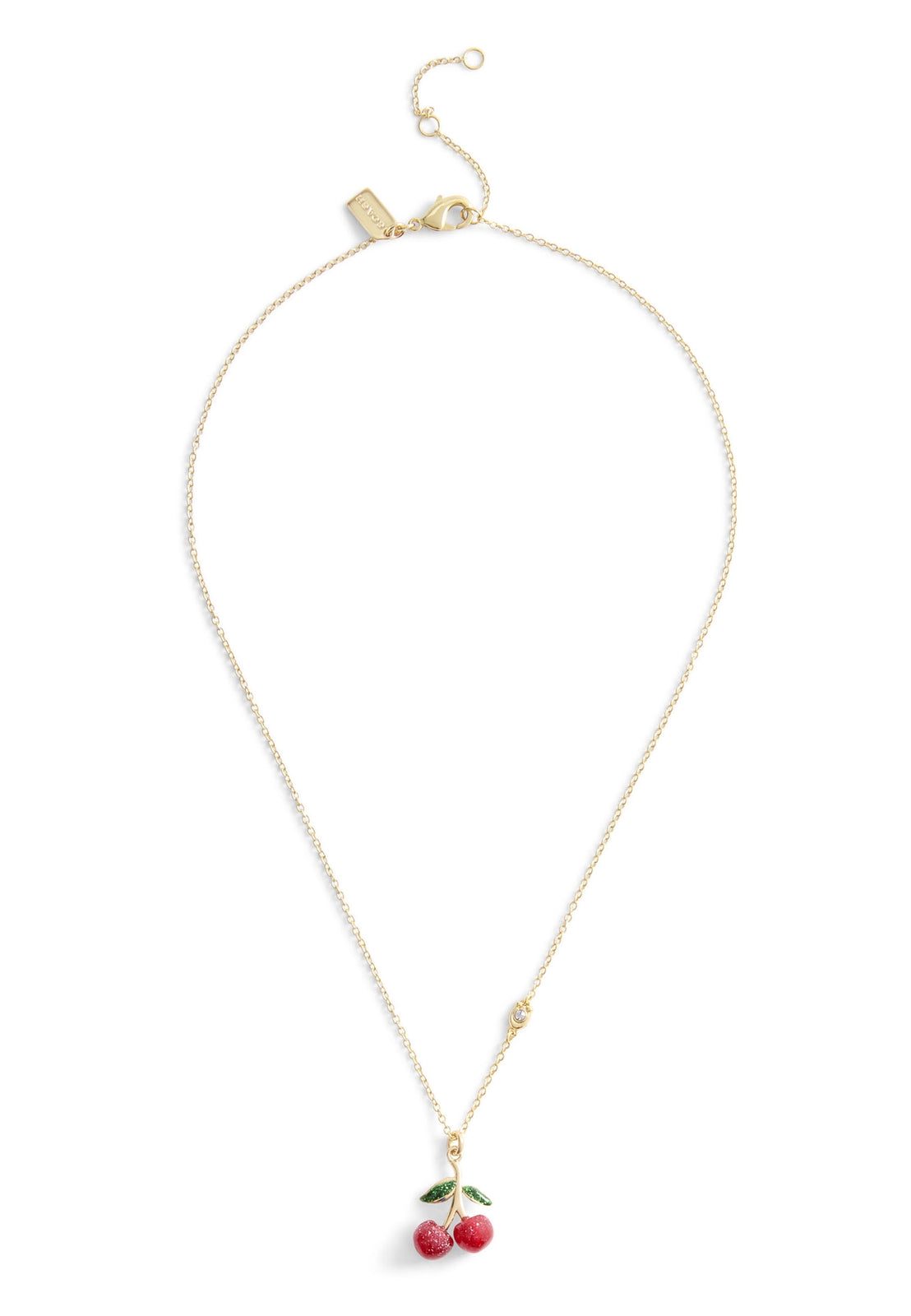 Coach Gold Enamel Green Red Cherry Necklace