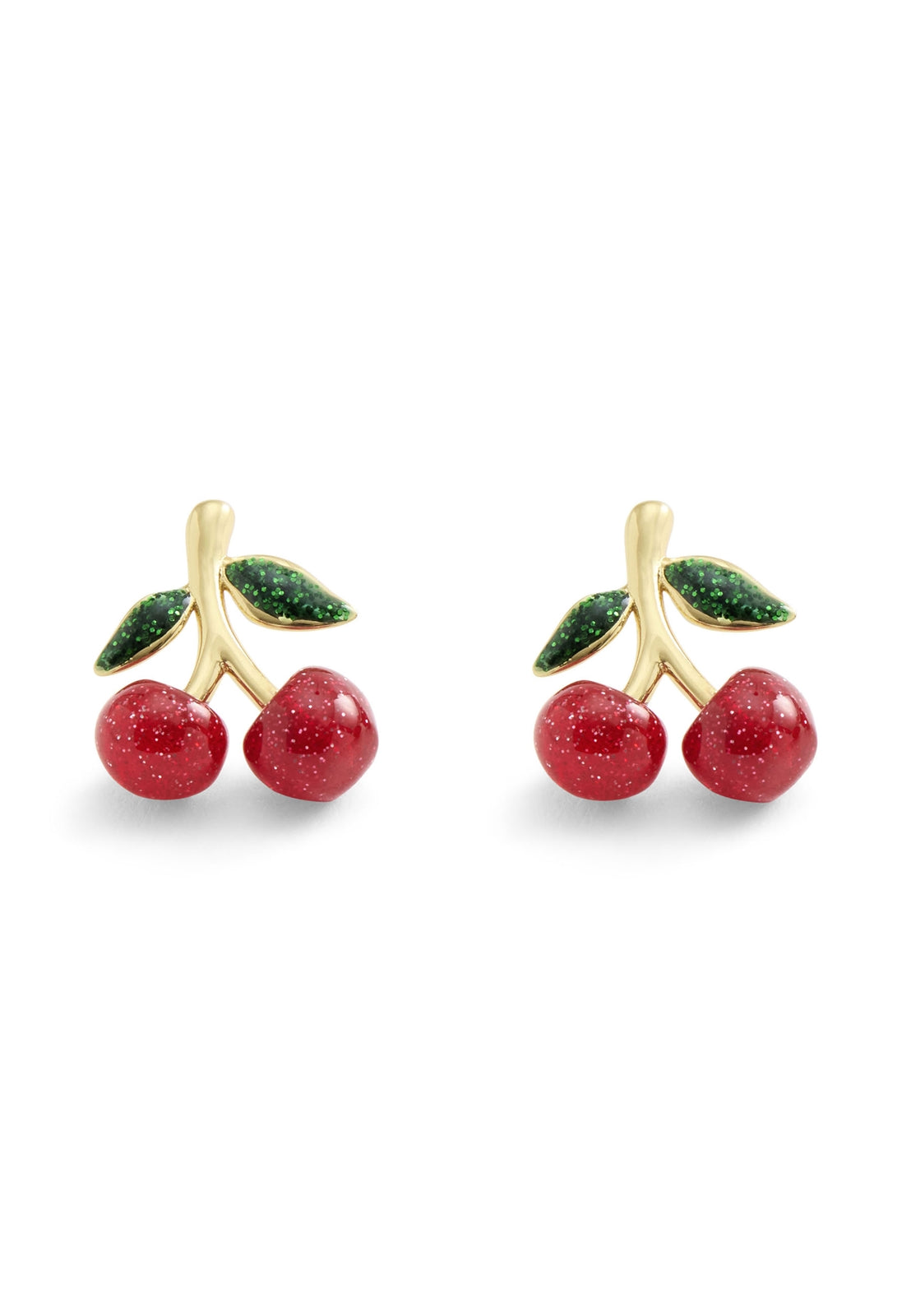 Coach Gold Enamel Green Red Cherry Studs