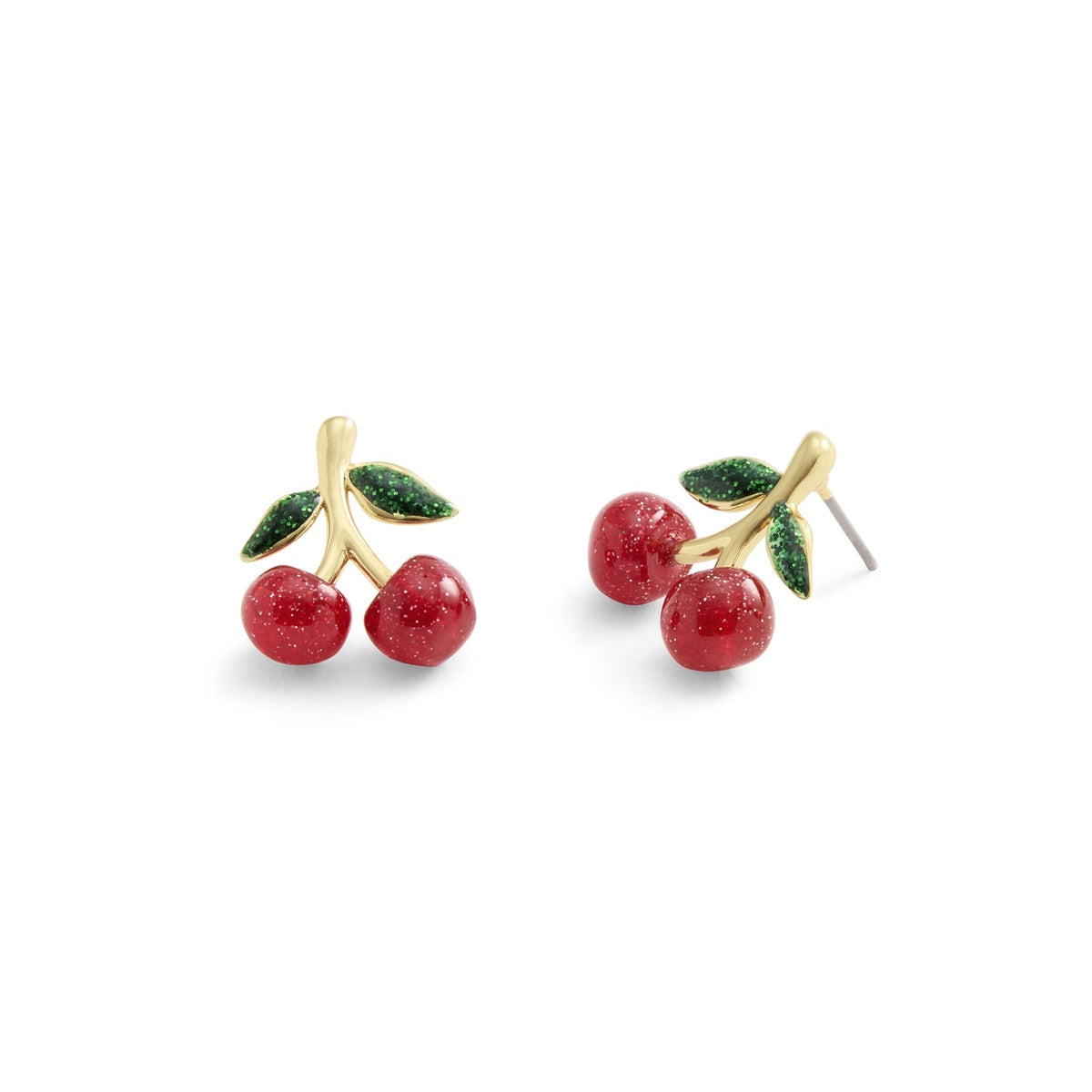 Coach Gold Enamel Green Red Cherry Studs
