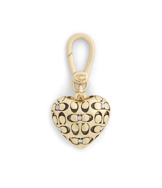 Coach Gold Quilted C Heart Charm