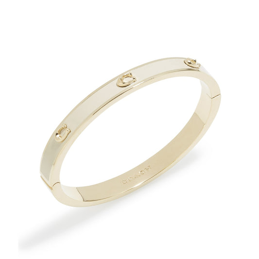 Coach Gold White Pegged C Hinged Bangle