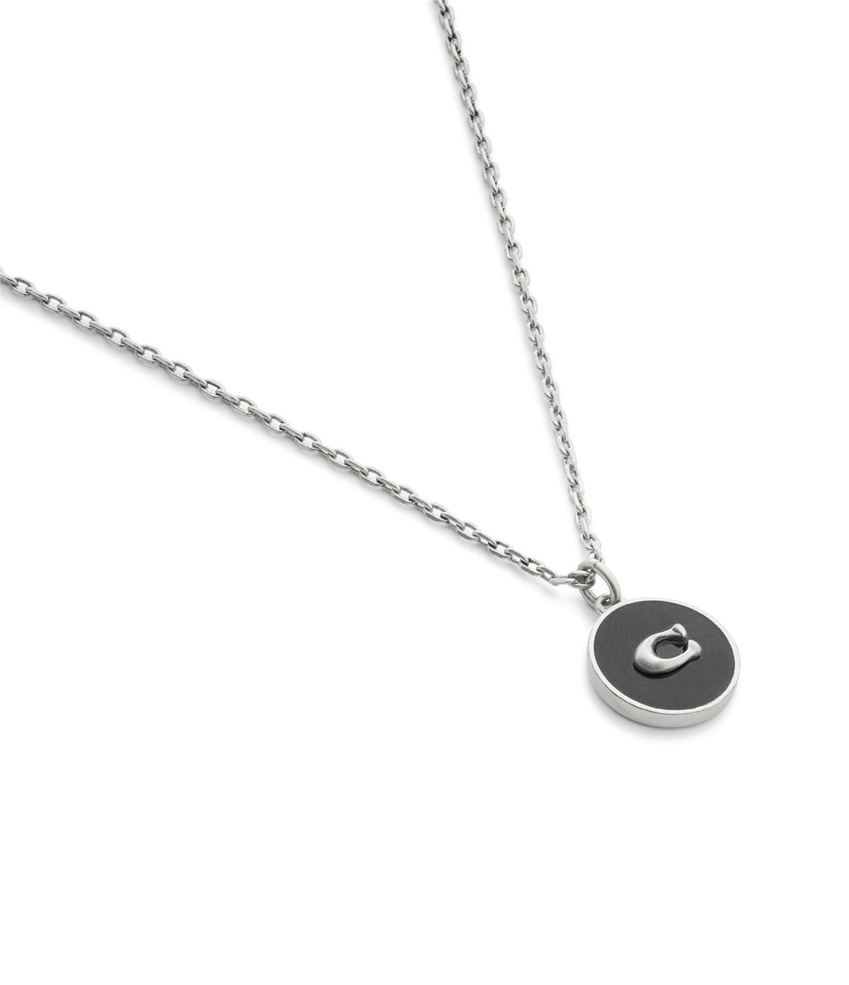 Coach Silver Men Black C Necklace