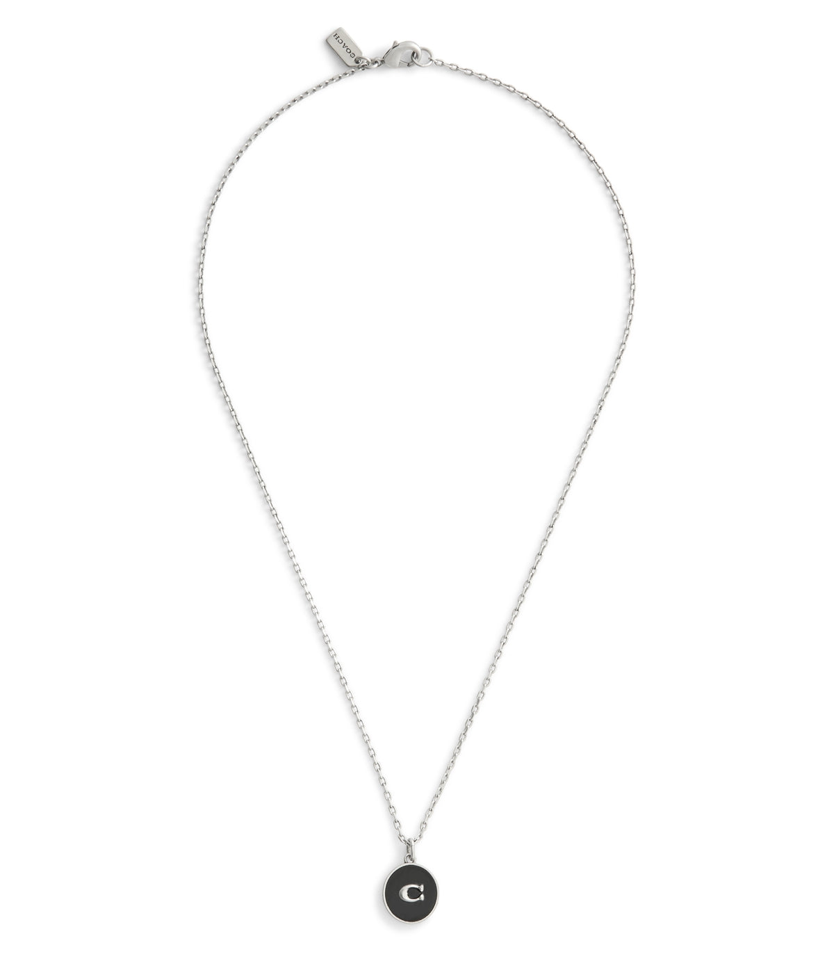 Coach Silver Men Black C Necklace
