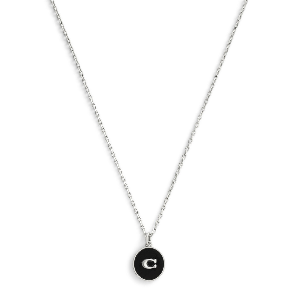 Coach Silver Men Black C Necklace