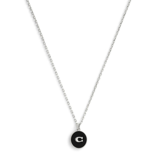Coach Silver Men Black C Necklace
