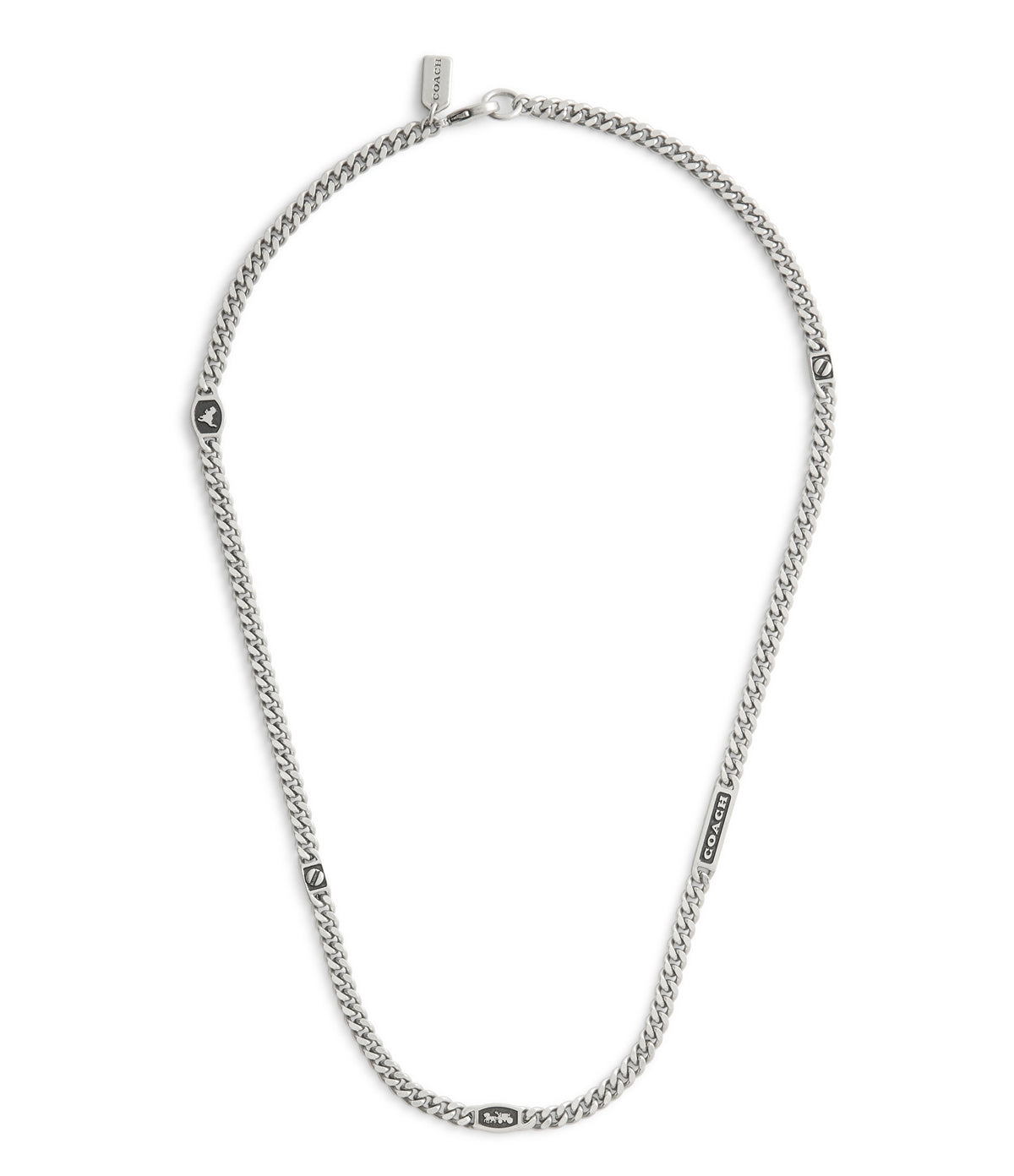 Coach Silver Men's Logo Station Necklace