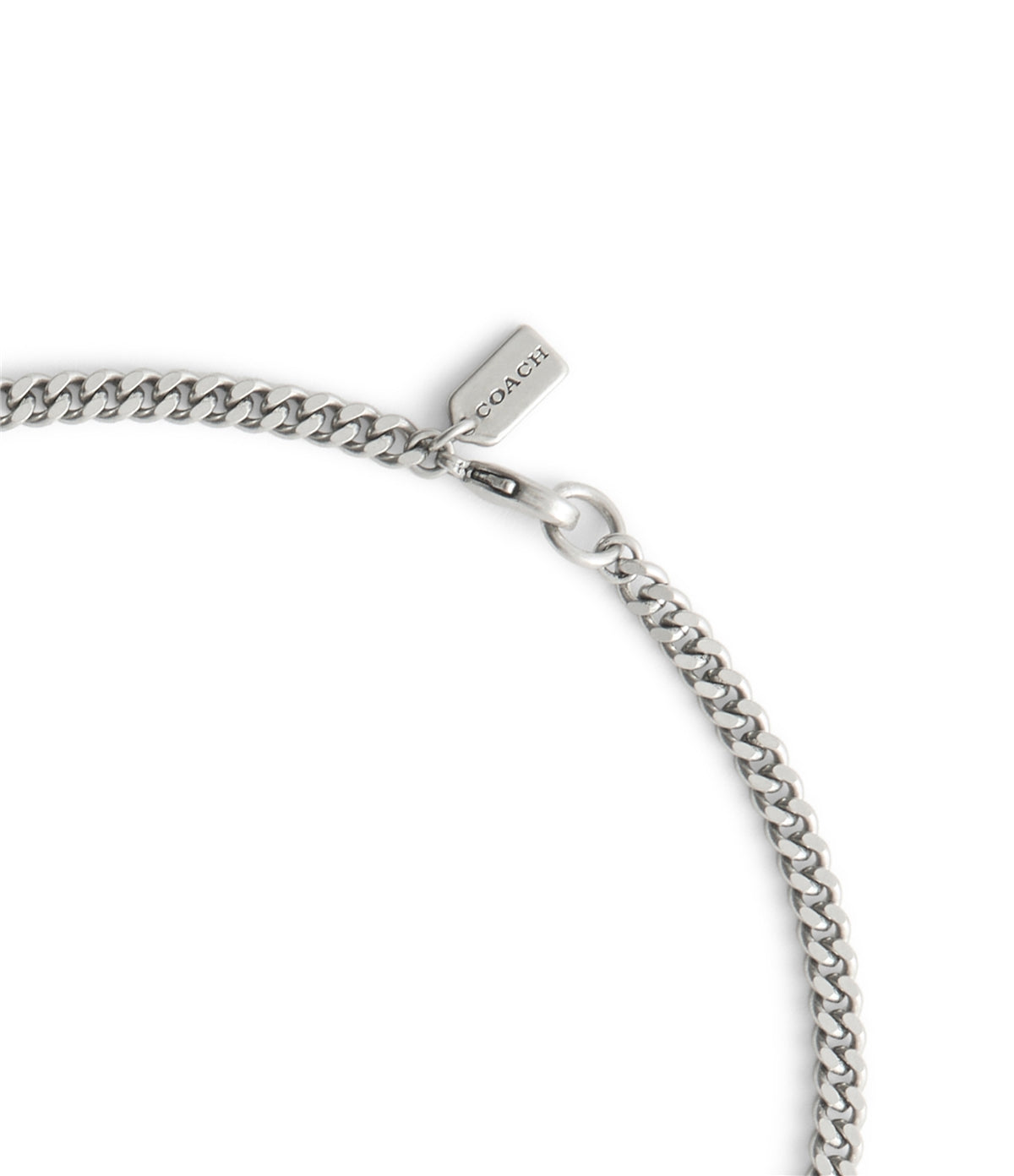Coach Silver Men's Logo Station Necklace