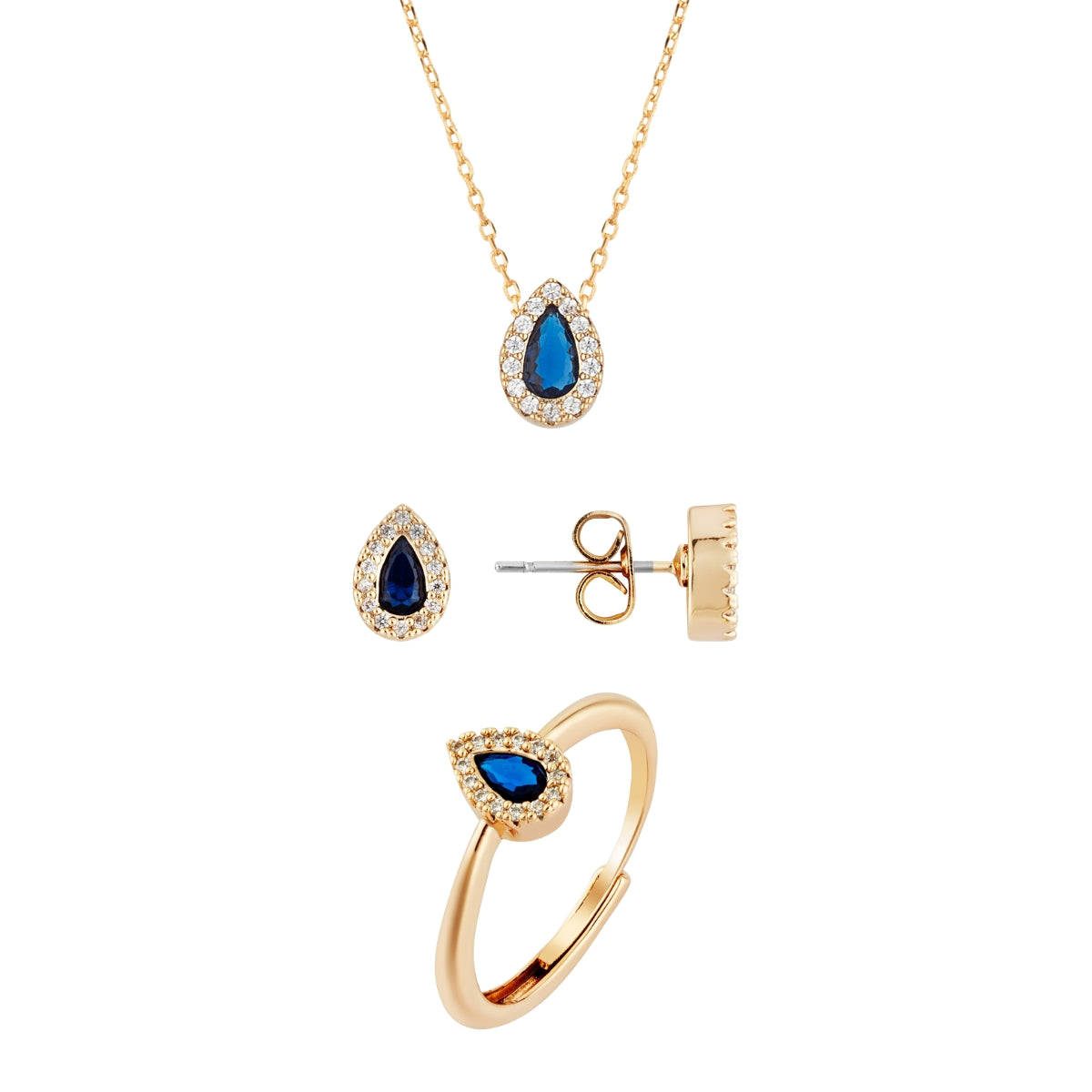 Gold Blue Teardrop Gift Set