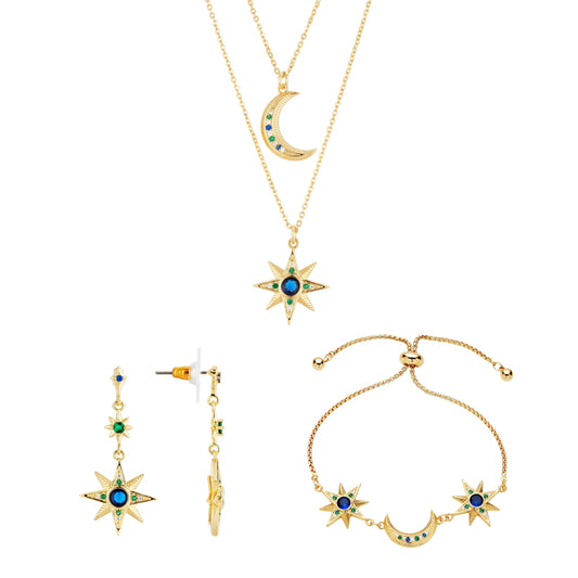 Gold Blue Star and Moon Gift Set