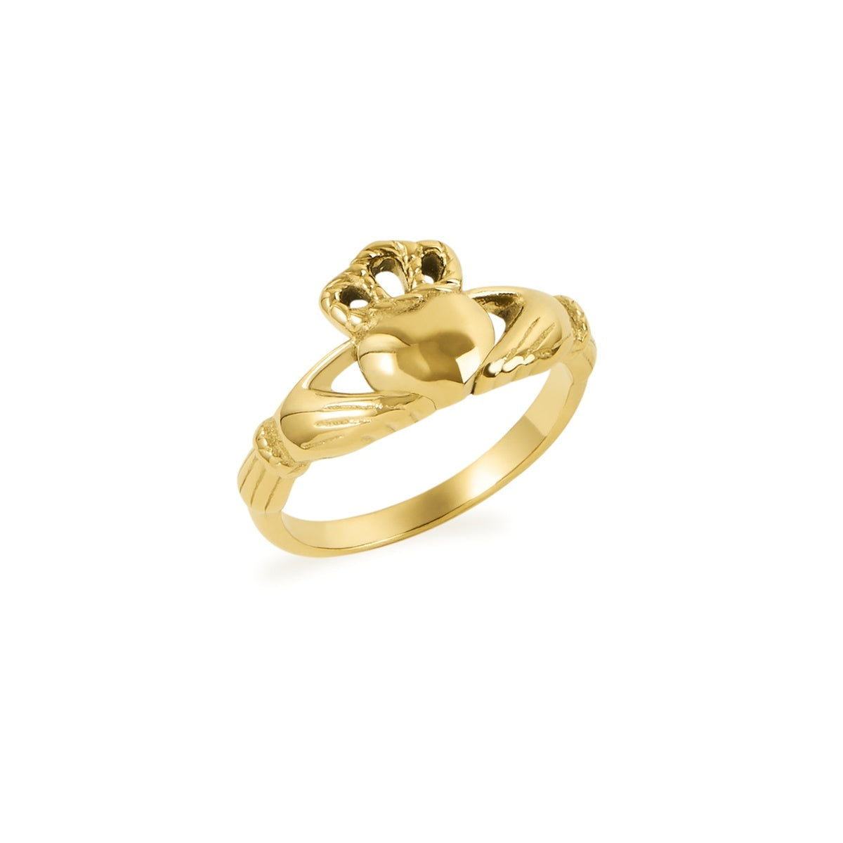 Over & Over Gold Stainless Steel 14K Claddagh Ring