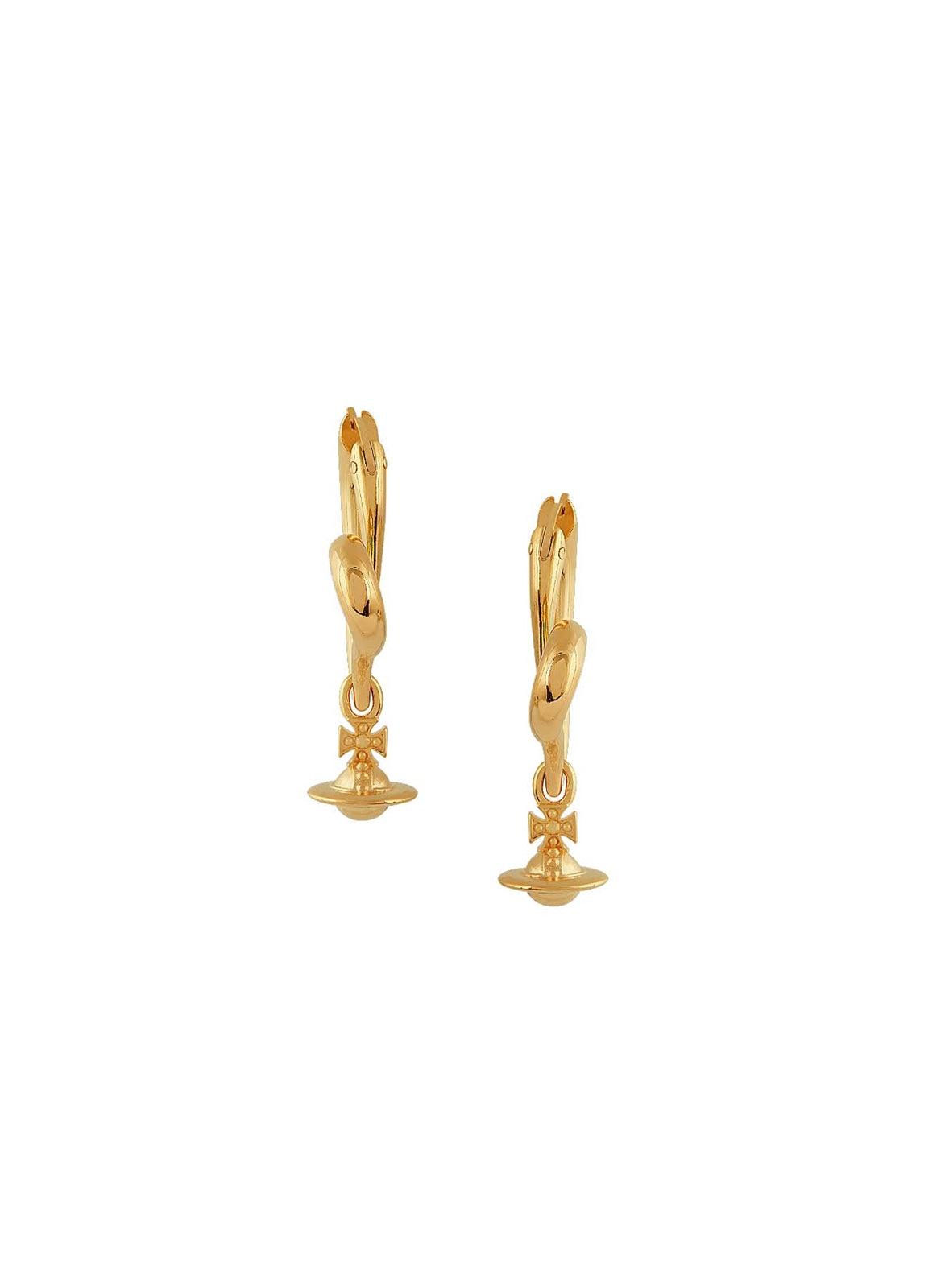 Vivienne Westwood Gold Emily Heart Orb Charm Hoops