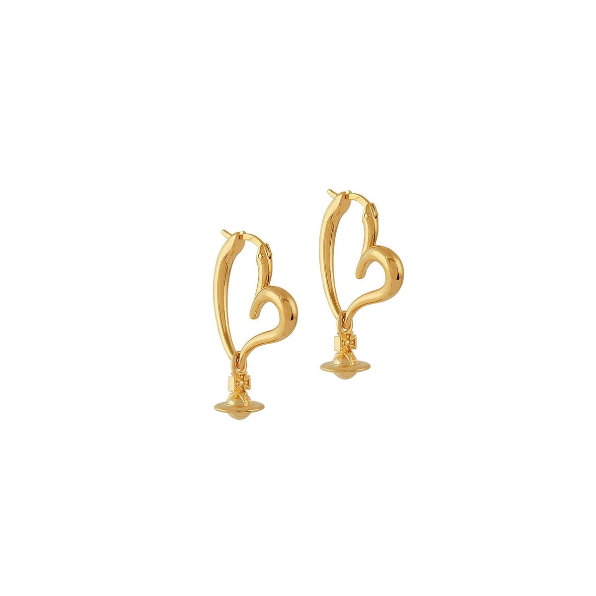 Vivienne Westwood Gold Emily Heart Orb Charm Hoops