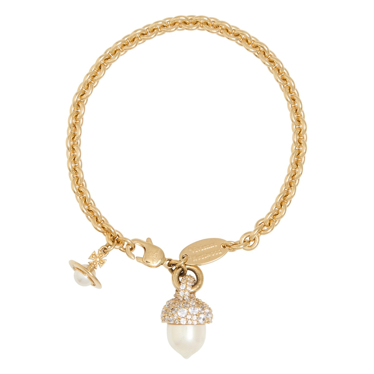 Vivienne Westwood Gold Lucille CZ Pearl Acorn Bracelet