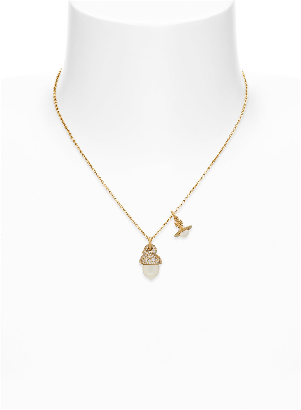 Vivienne Westwood Gold Lucille CZ Pearl Acorn Necklace