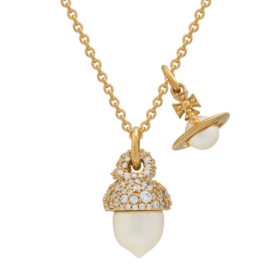 Vivienne Westwood Gold Lucille CZ Pearl Acorn Necklace