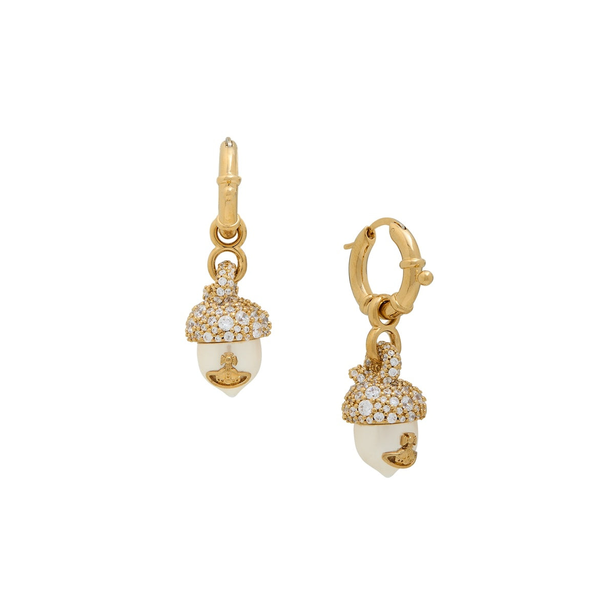 Vivienne Westwood Gold Lucille CZ Pearl Acorn Huggies