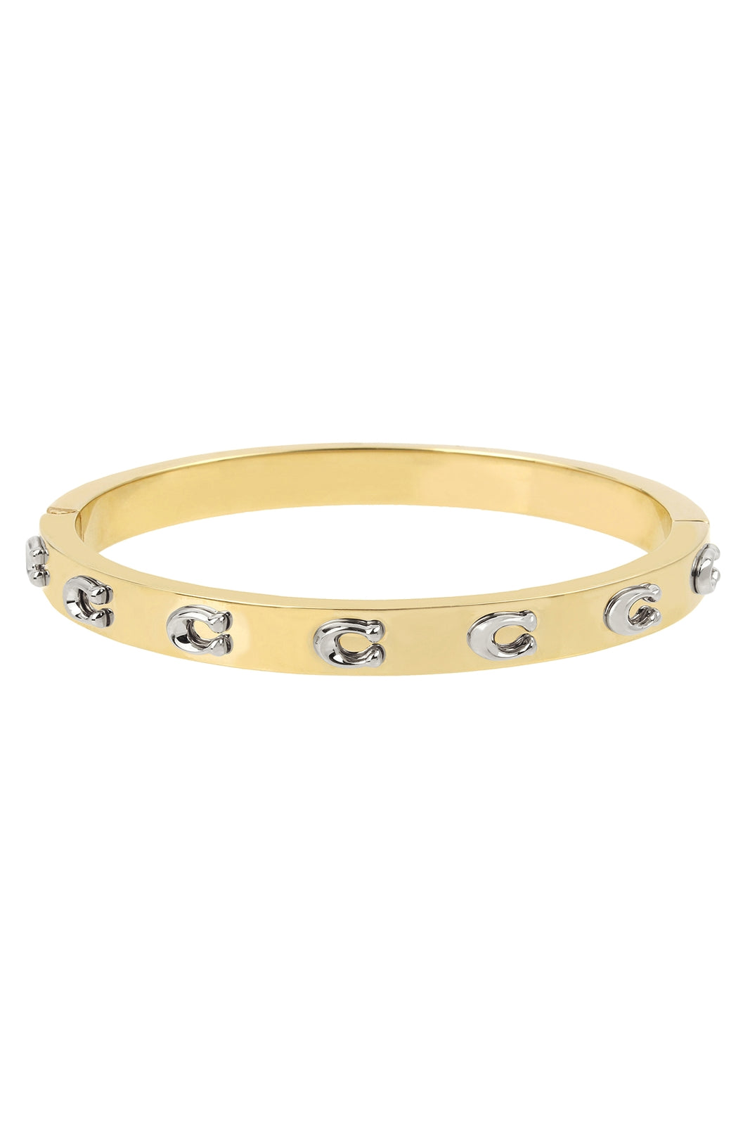 Coach Gold Mix C Logo Hinged Bangle