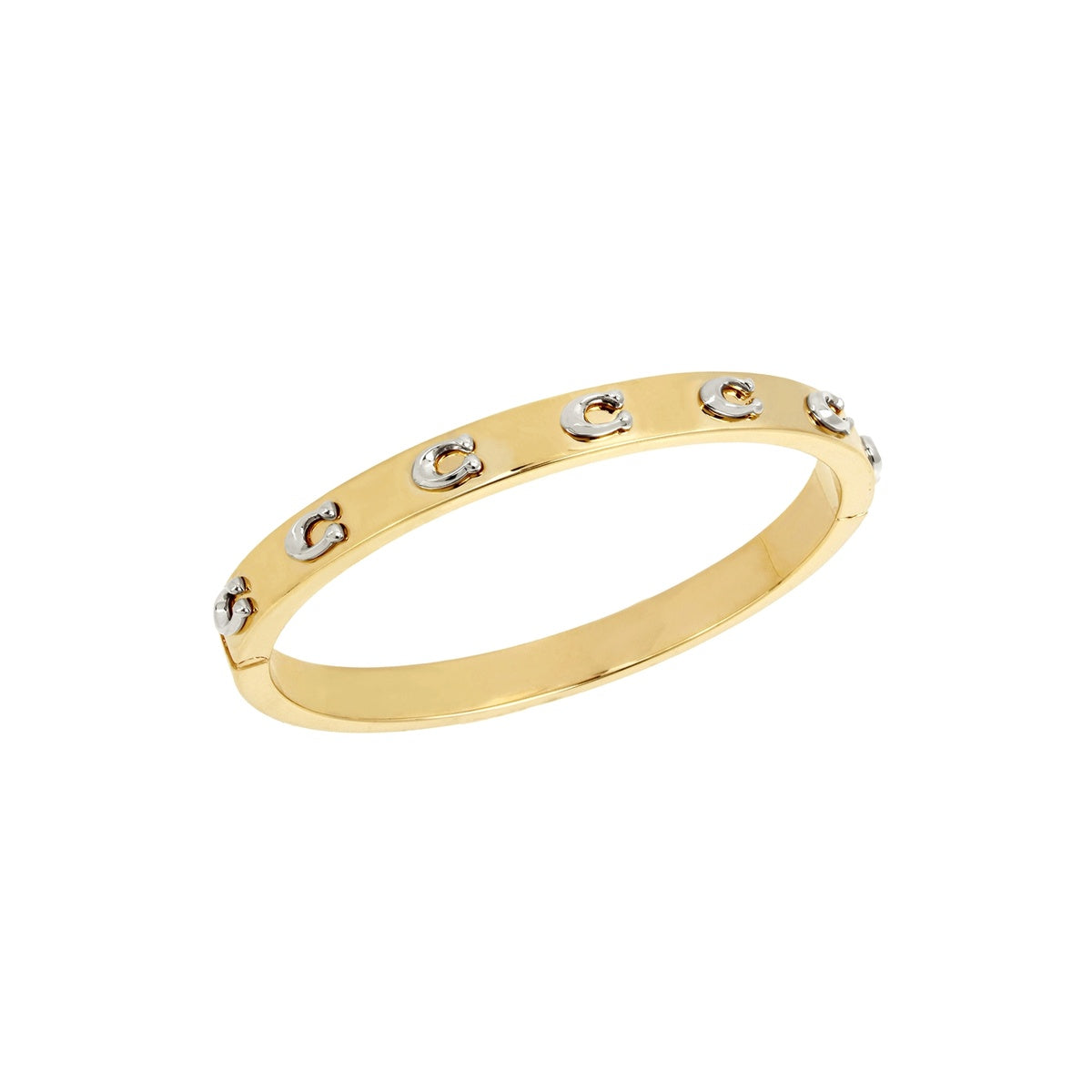 Coach Gold Mix C Logo Hinged Bangle