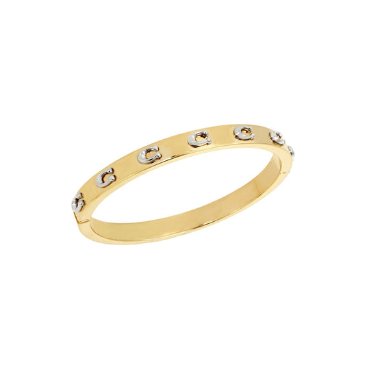 Coach Gold Mix C Logo Hinged Bangle