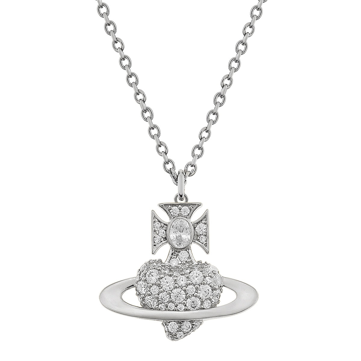 Vivienne Westwood Silver Agnatha Pavé Heart Necklace