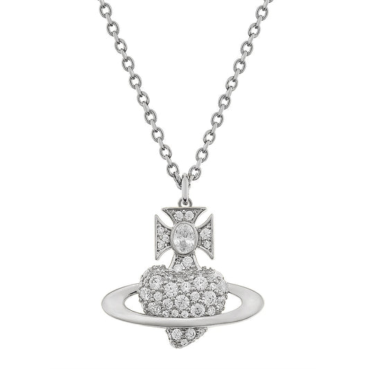 Vivienne Westwood Silver Agnatha Pavé Heart Necklace