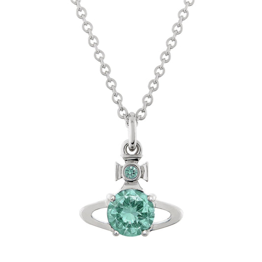 Vivienne Westwood Silver Reina Light Turquoise CZ Necklace