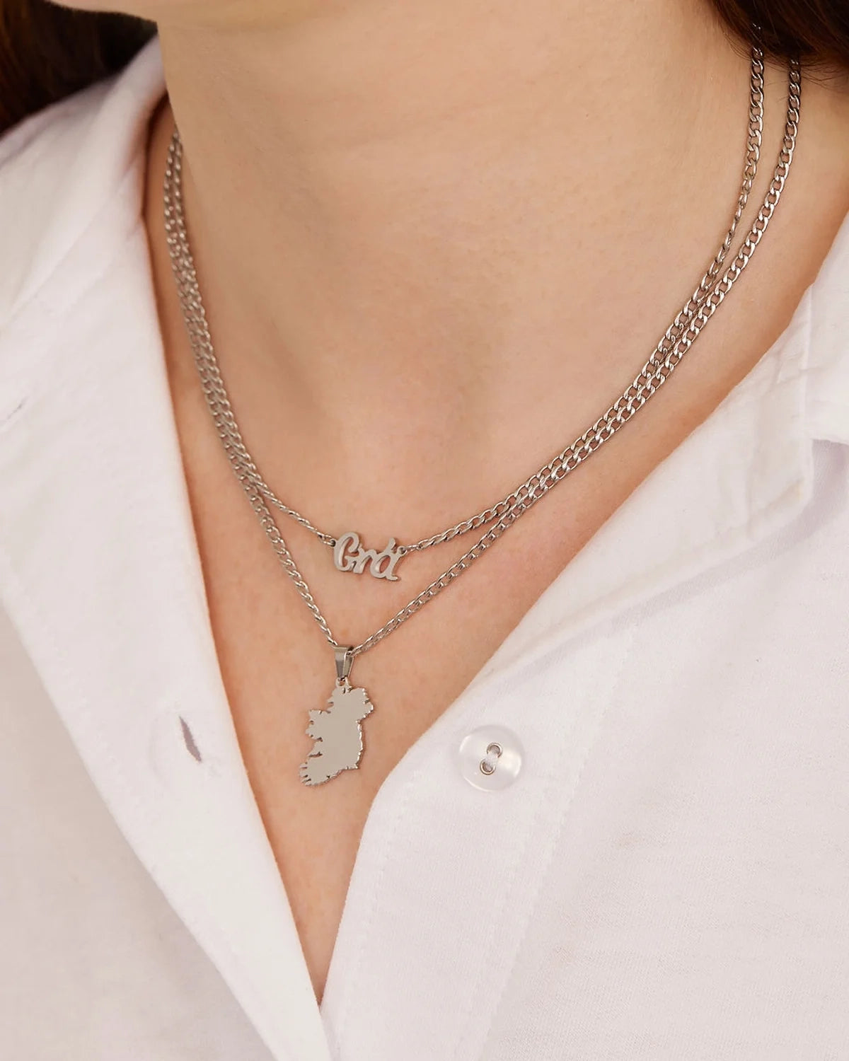 Over & Over Silver Stainless Steel Ireland Curb Necklace