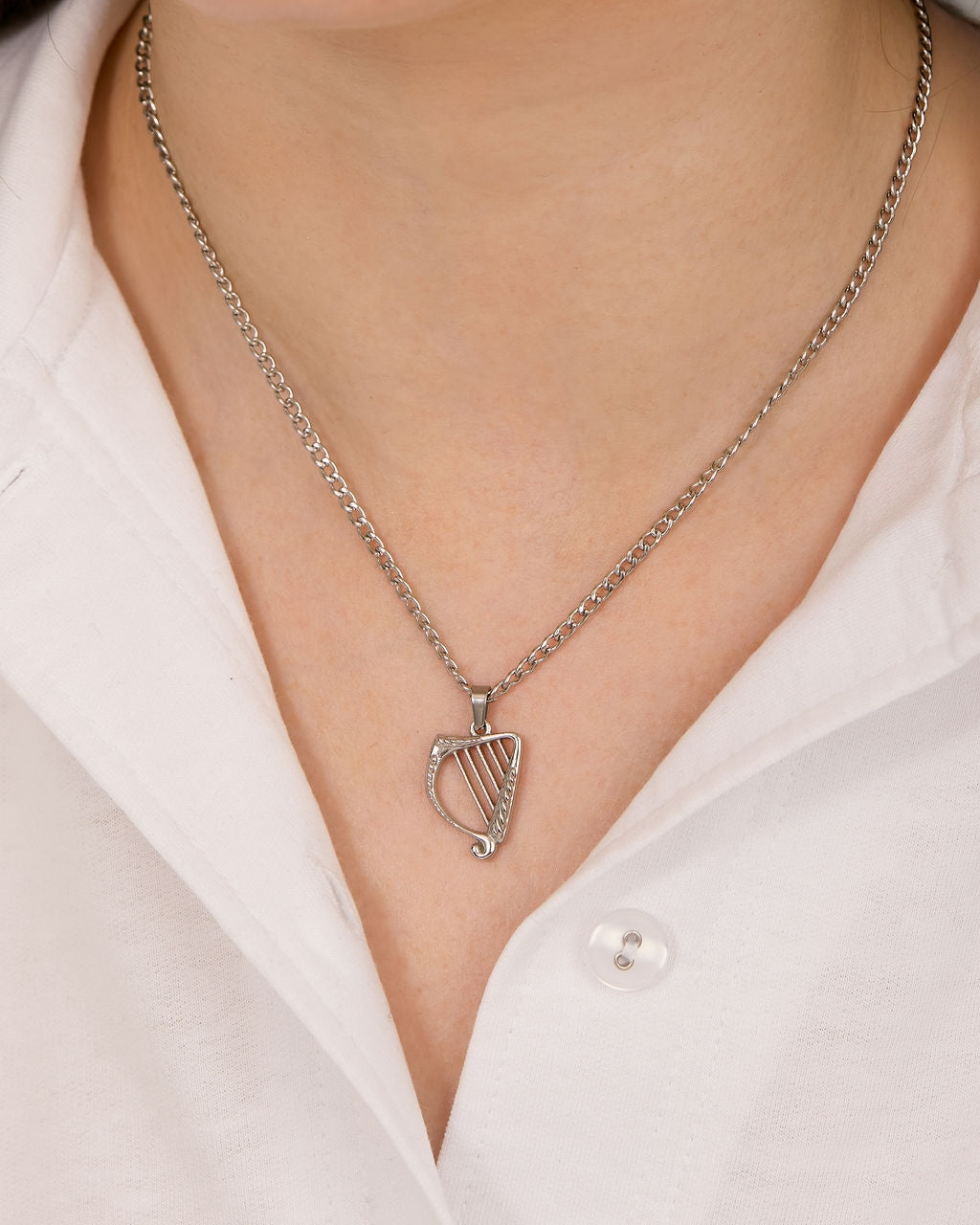 Over & Over Silver Harp Curb Chain Necklace