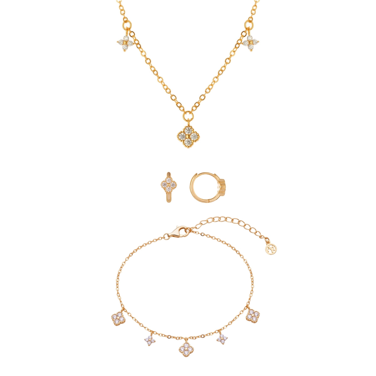 Gold Multi Clover CZ Gift Set