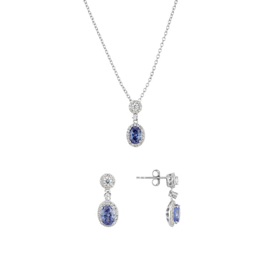 Argento Silver Double Halo Tanzanite Gift Set