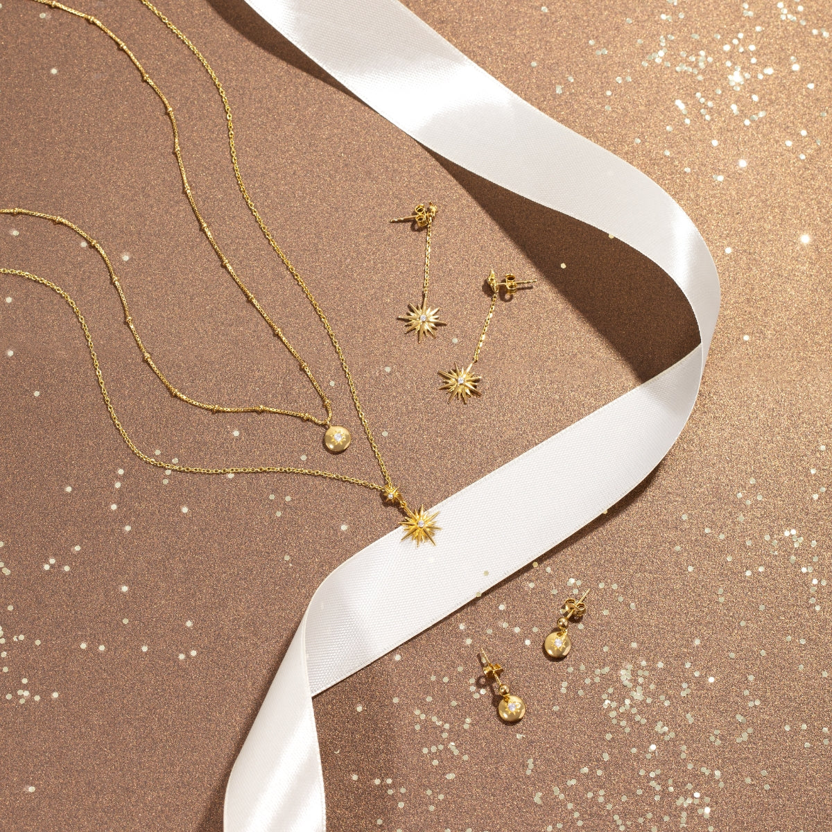 Argento Gold Starburst CZ Gift Set