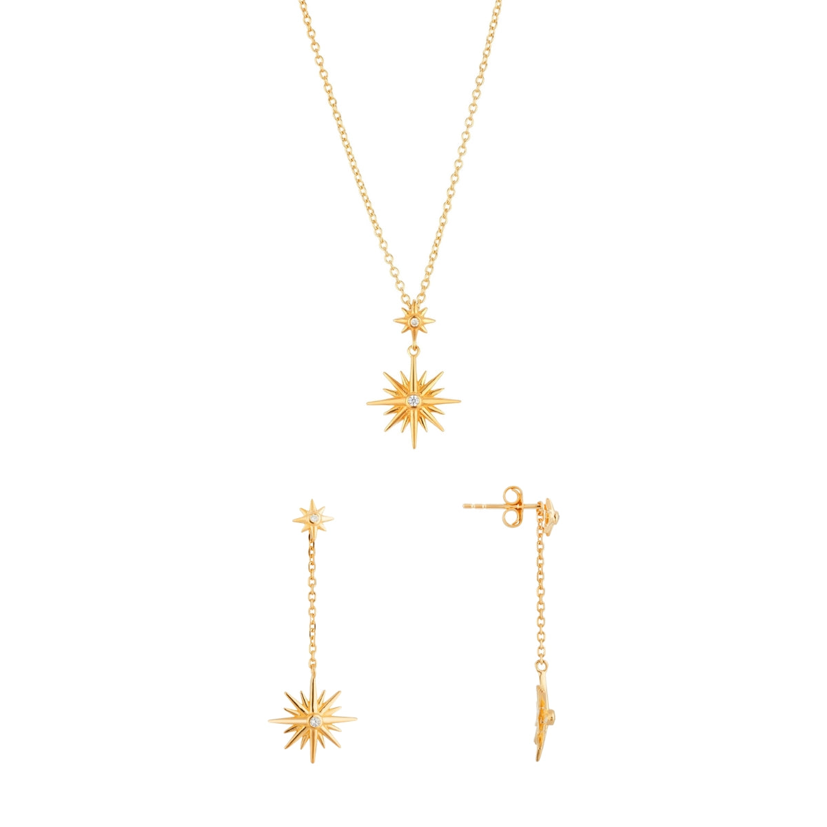 Argento Gold Starburst CZ Gift Set
