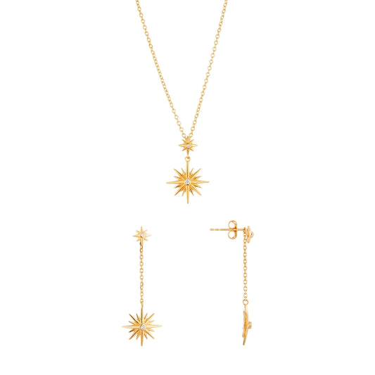 Argento Gold Starburst CZ Gift Set