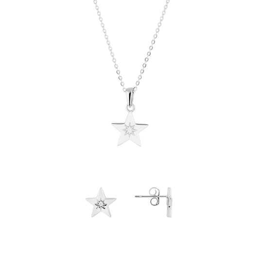 Argento Silver CZ Star Gift Set