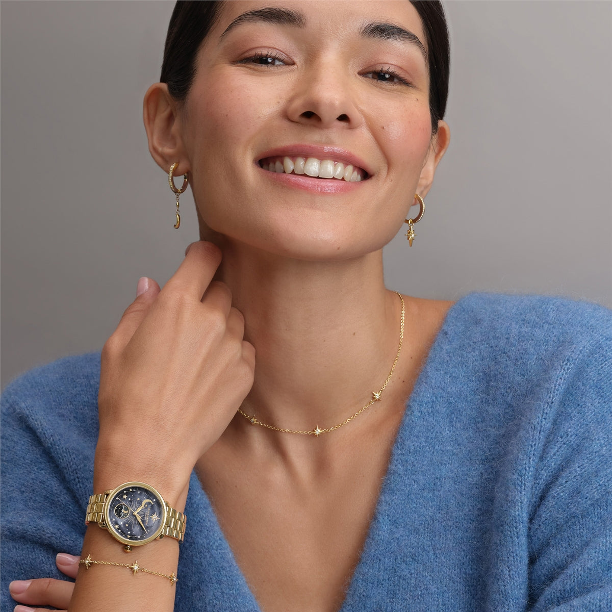 Olivia Burton Gold Moonphase Black Dial Watch