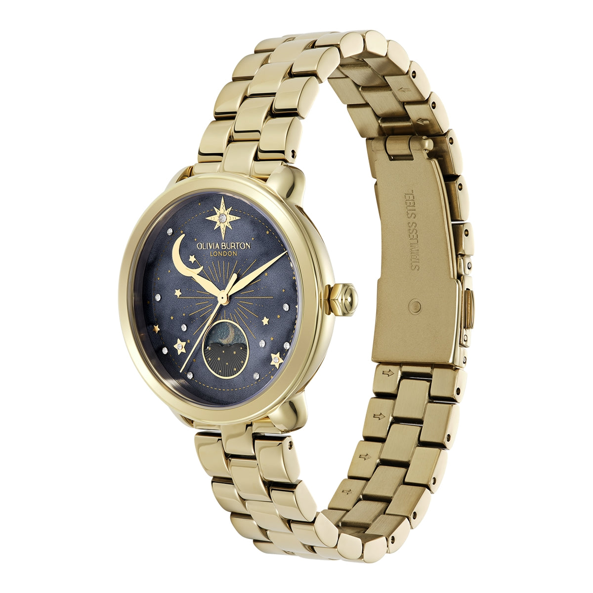 Olivia Burton Gold Moonphase Black Dial Watch