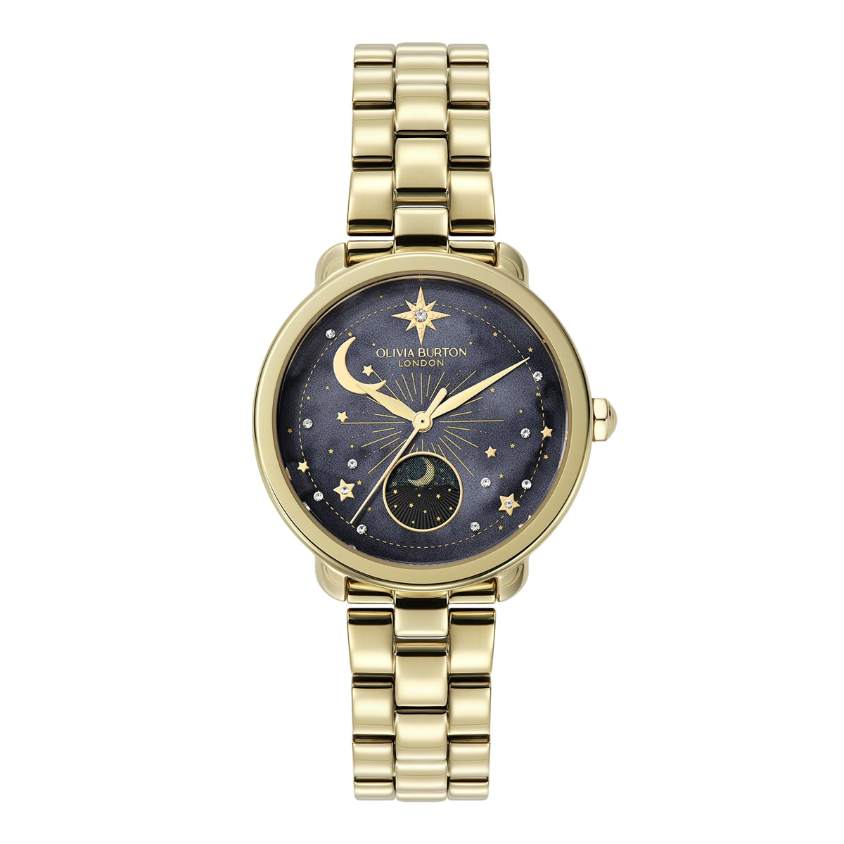 Olivia Burton Gold Moonphase Black Dial Watch