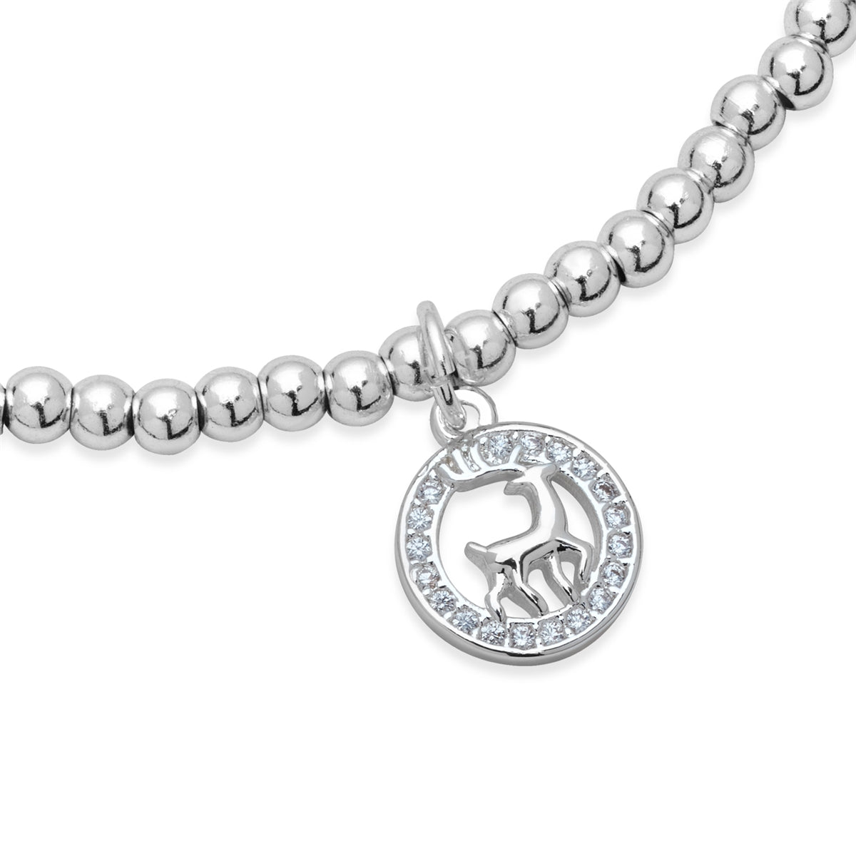 Karma Silver Reindeer Stretch Bracelet
