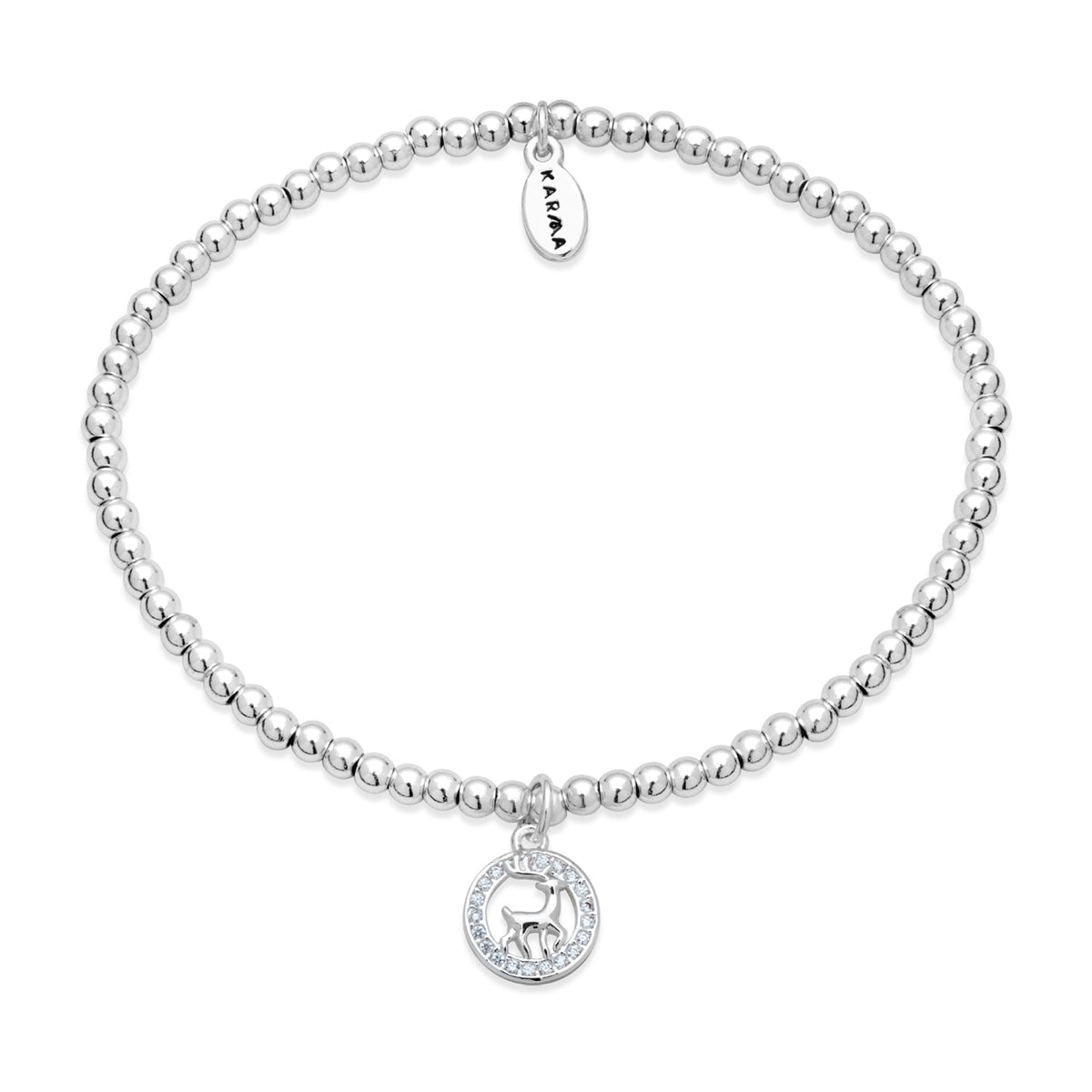 Karma Silver Reindeer Stretch Bracelet